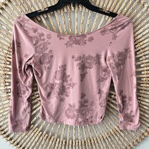 AEO Floral Pink Women's scoop back fitted crop